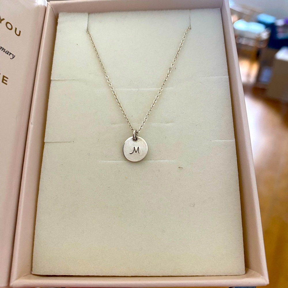 Made by Mary M initial disc necklace- 3/8”